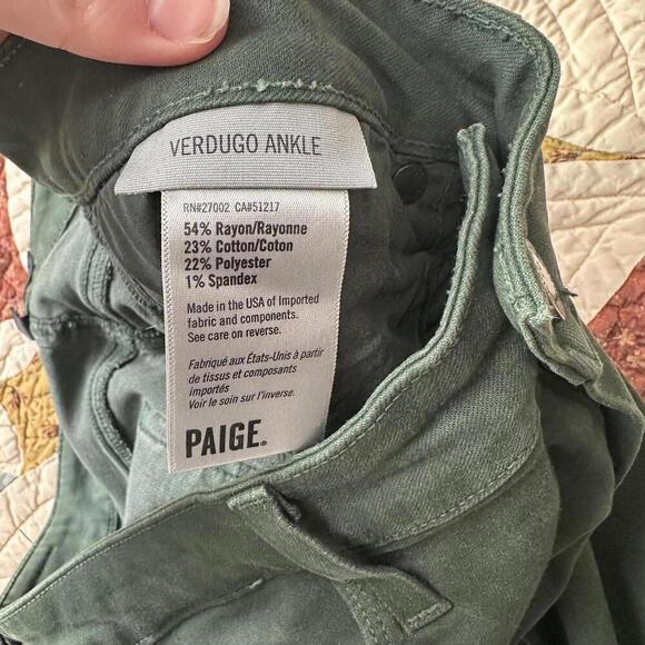 Paige verdugo ankle dark green skinny jeans size 30” waist - Picture 7 of 7